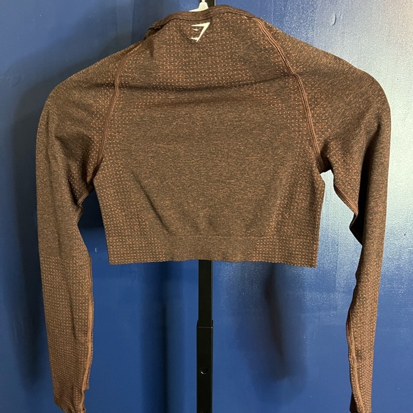 GymShark Long Sleeve Brown Workout Top Size Small - Picture 5 of 5